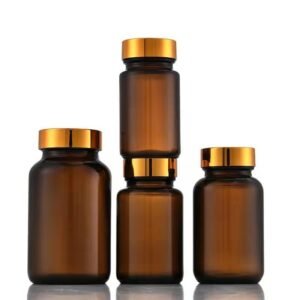 The glass of the tea-colored light-blocking capsule bottle is brown