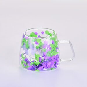 Glass cups high borosilicate heat-resistant glass inner layer dry flower cups