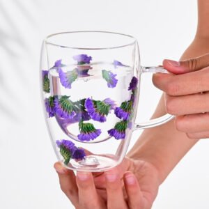 glass cup flowers Double layer